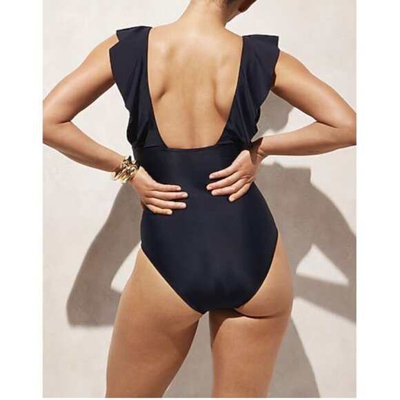 J Crew Womens Ruched Ruffle One Piece Swimsuit Sz 2 Radiant Fuchsia Pink $118 - Picture 4 of 4